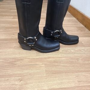 Frye Black Leather Heeled Boots